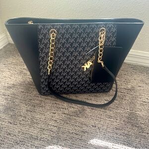 New ANNE KLEIN Work Tote with Detachable Pouch, Style AKH5363 Black and Gray